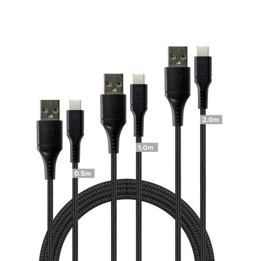 Speedlink USB-A til USB-C-kabelsett, svart