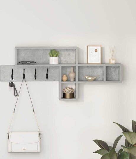  Vegghengt kleshenger med hylle Betonggrå 100 x 12 x 43.5 cm