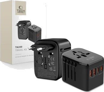 Tech-Protect TA200 Universell Reiseadapter med 2xUSB-A og 2xUSB-C - Svart Tech-Protect TA200 Universell Reiseadapter med 2xUSB-A og 2xUSB-C - Svart