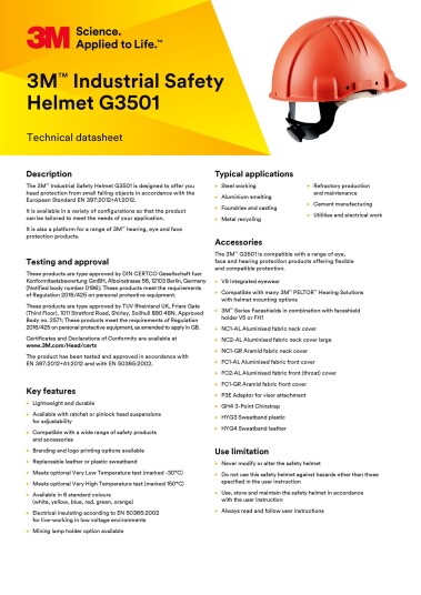 3m™ høy vernehjelm rattjustering ikke-ventilert 1000 v svettebånd av skinn grønn g3501m-gp 20 ea/kartong