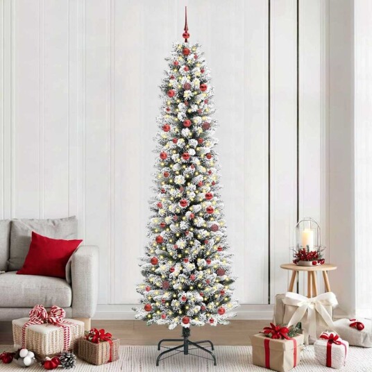  Kunstig juletre Grønn og hvit 240 cm PVC og Metall og Plast