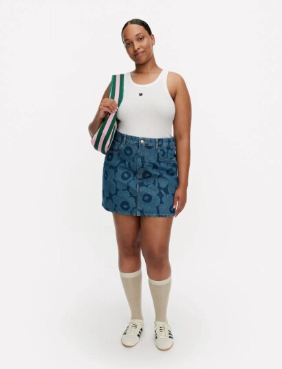 Marimekko Maridenim Ruudut Unikko Blue 40