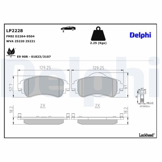 Bremseklosser DELPHI LP2228 Bremseklosser DELPHI LP2228