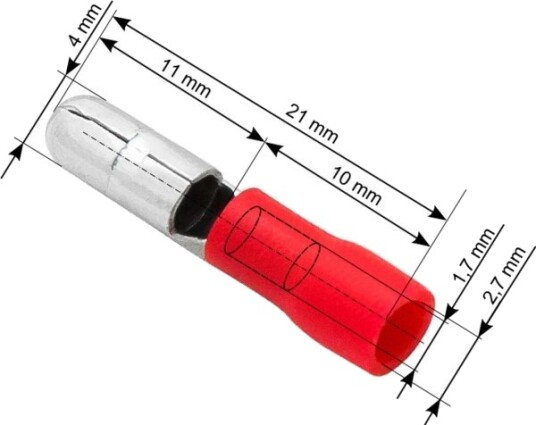 Blow 43-044# Isolert Støpsel 4,0/21 Mm Rød