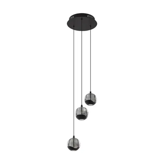 Lucande Hayley LED pendellampe med 3 lyskilder svart glass Lucande Hayley LED pendellampe med 3 lyskilder svart glass