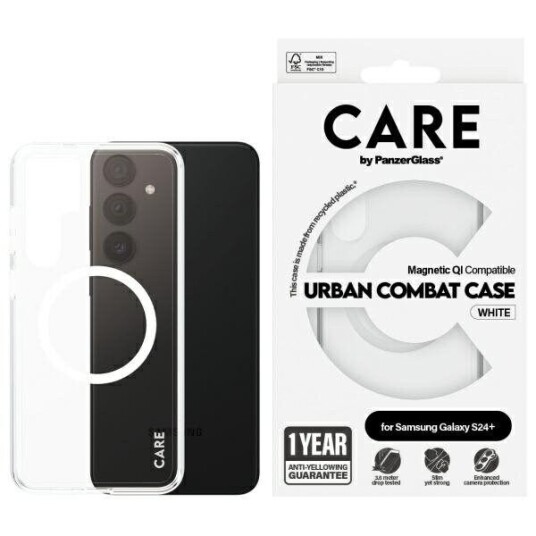 CARE by PanzerGlass Transparent Urban Combat Case for Samsung Galaxy S24+ - Hvit QI-kompatibel