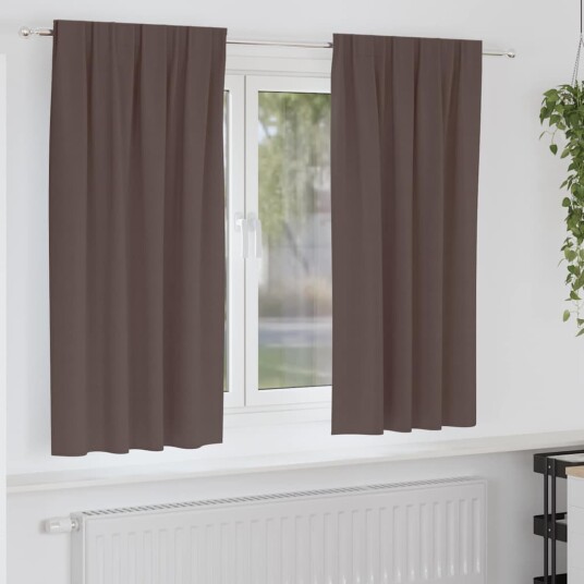  Gardiner med gardiner 2 pcs Mørkebrun Polyester