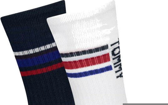 Tommy Hilfiger Sokker 2 pack Hvit/Navy Tommy Hilfiger 27/30 Sokker Blå Marineblå Rød 27 30