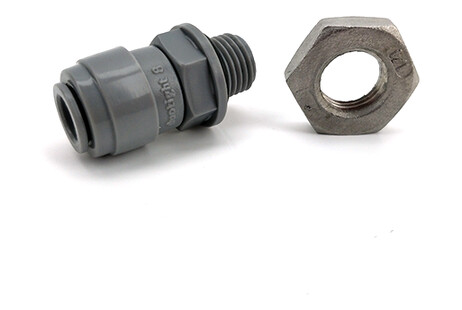 8mm (5/16") til 1/4" BSP med mutter 8mm (5/16") til 1/4" BSP med mutter