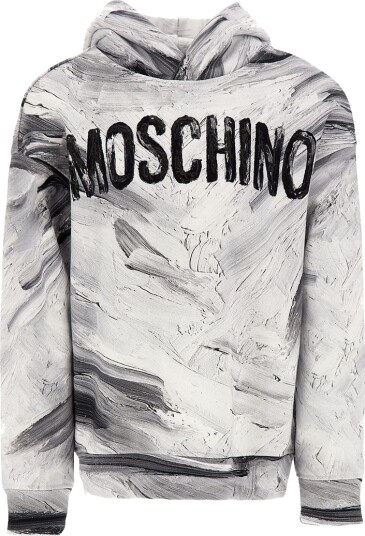 Moschino Hettegenser Optisk White/Grå Moschino 6 år 116 Hettegenser Hvit
