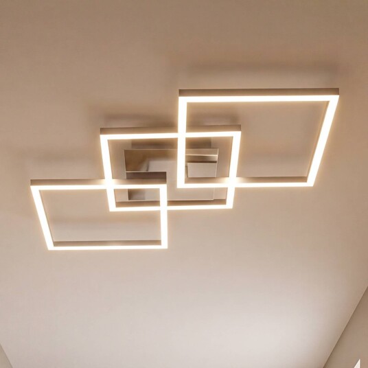Briloner LED-taklampe Frame, dimbar, Aluminium / grå / sink, Stue / spisestue, Metall, Moderne, Direkte tak kantet Briloner LED-taklampe Frame, dimbar, Aluminium / grå / sink, Stue / spisestue, Metall, Moderne, Direkte tak kantet