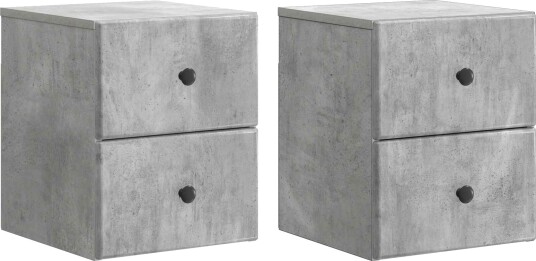 Vegghengt Nattbord med skuff 2 pcs Betonggrå 34,5 x 33 x 40 cm