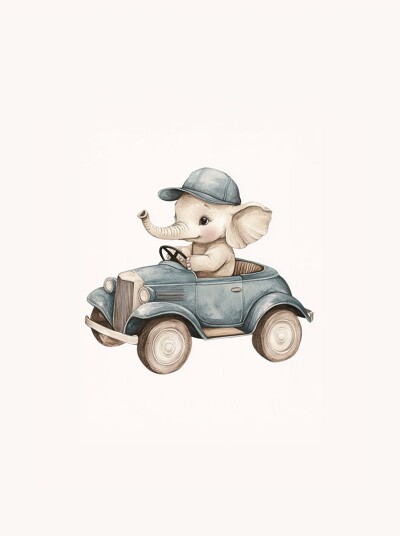 Plakat Elefant i bil