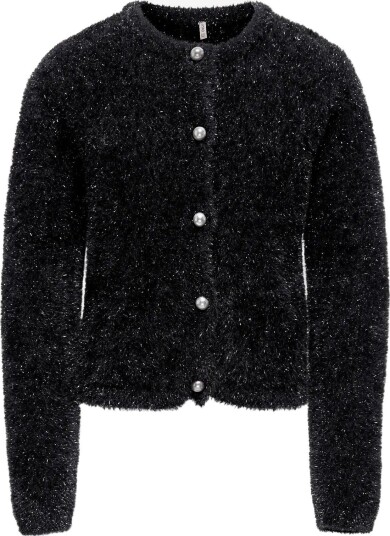Kids Only Kogpiumo Glitter L/S Cardigan Knt - BLACK - 122-128
