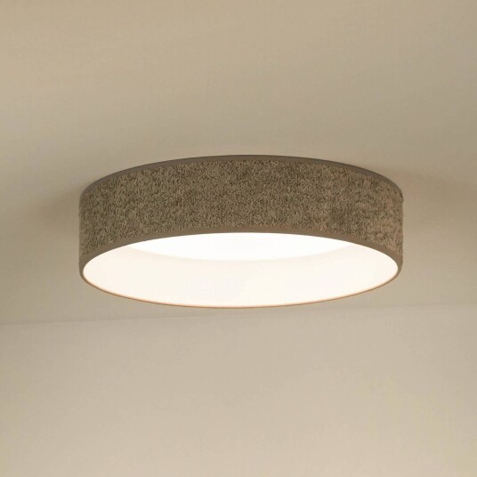Duolla LED-taklampe Plafond bouclé grå Ø 45 cm dimbar i 3 trinn