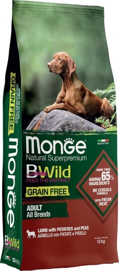 Monge Grain Free Dog Tørrfôr Bwild Grain Free All Breeds Med Poteter Og Erter Til Alle Raser Lam 2 X 12 kg Monge Grain Free Dog Tørrfôr Bwild Grain Free All Breeds Med Poteter Og Erter Til Alle Raser Lam 2 X 12 kg