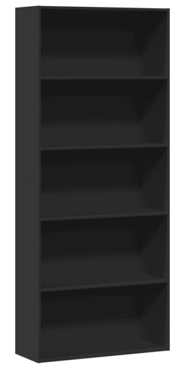 Bokhylle svart 80x30x189 cm konstruert tre