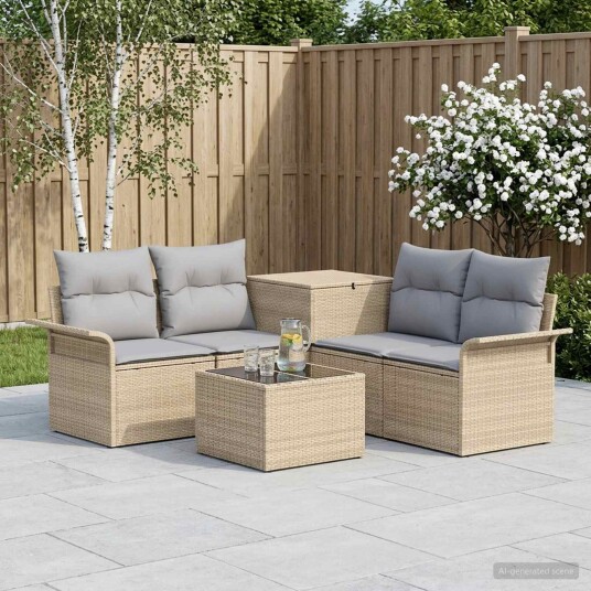 vidaXL Sofa sett 6 stk. 4 Antall seter Beige og lys grå