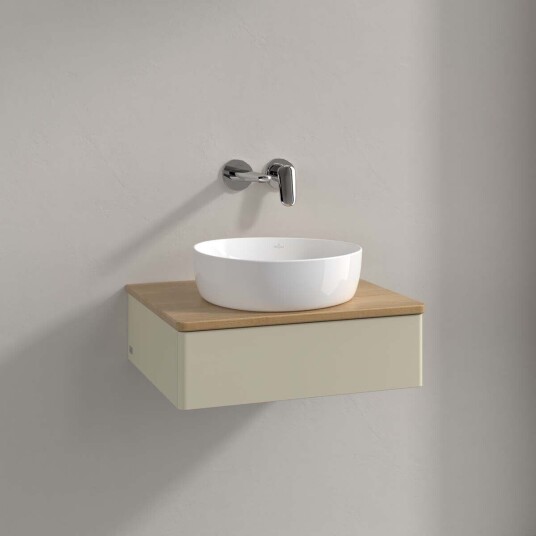 Villeroy & Boch  Antao Servantskap med 1 skuff 60x50x19 cm m/lys Grå Matt/Eik