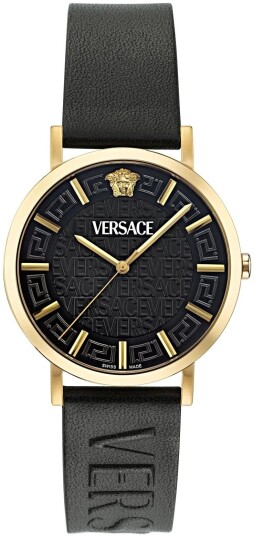 Versace Herreklokke VE8Q00224 Greca Sort/Lær Ø40 mm Versace Herreklokke VE8Q00224 Greca Sort/Lær Ø40 mm