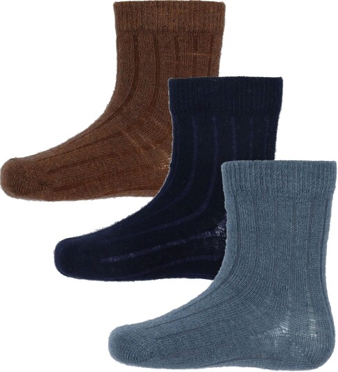 Minymo Dark Navy Ull Sokker Rib 3-pakning 31-34 Minymo Dark Navy Ull Sokker Rib 3-pakning 31-34