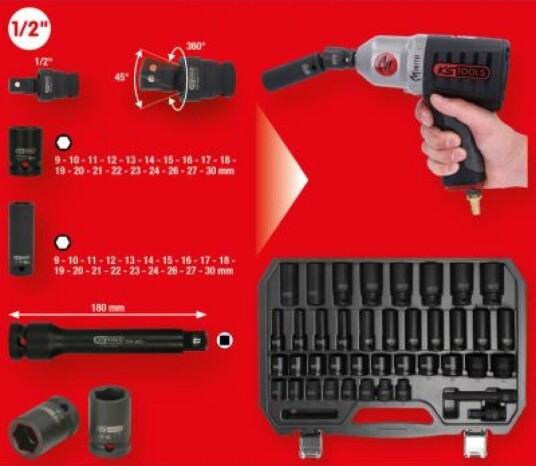 Ks Tools 1/2" Støpselsett med 40 Hoder i Krom-Molybden-Stål