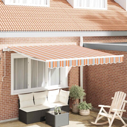 Automatisk Uttrekkbar Markise Med Multifargede Striper 350x250 cm
