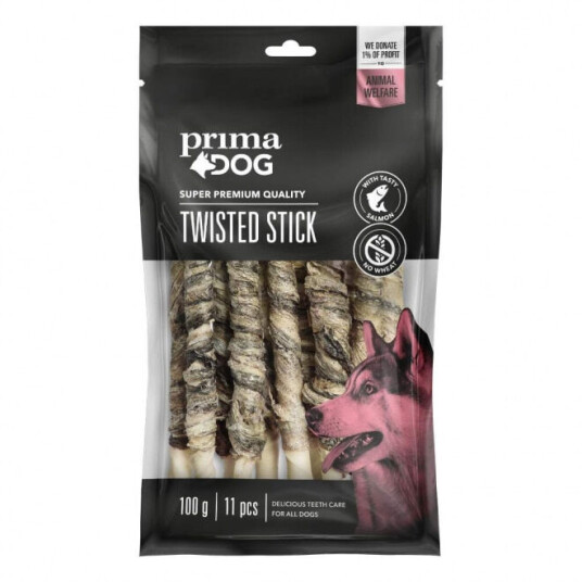 Primadog Twisted Stick Salmon 11-Pakke Primadog Twisted Stick Salmon 11-Pakke