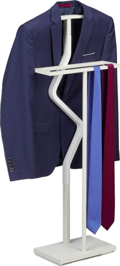 Stativ for betjent dress – 107 cm hvit stål og tre Stativ for betjent dress – 107 cm hvit stål og tre