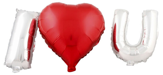 Hedlundgruppen Folieballonger I Love U Rød/Sølv - 3-pakning