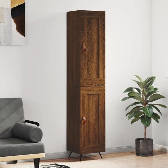 vidaXL Highboard brun eik 34,5x34x180 cm konstruert tre 8720845498542