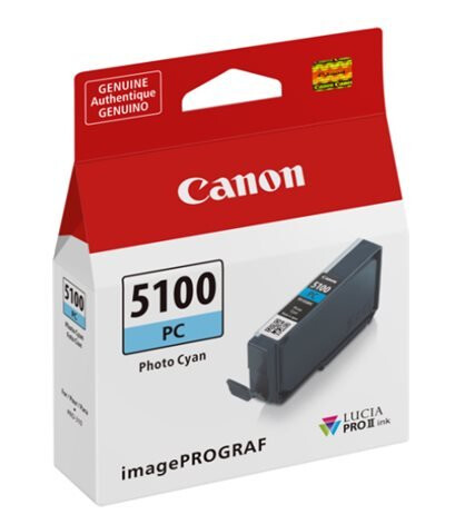 Canon Pfi-5100 Pc 14.4 Ml Fotocyan Original Hengeboks Blekkbeholder For Imageprograf Pro-310