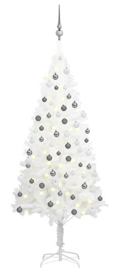 vidaXL Kunstig juletre med LED og kulesett 150 cm hvit