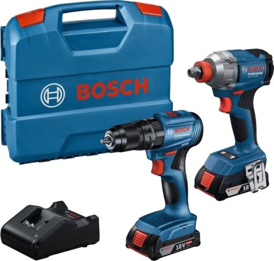 Bosch Kombosett GDX 18 v-285 GSB 185-LI Med Slagbormaskin Og Slagskrutrekker 2 × 2,0 ah Batterier, L-Case