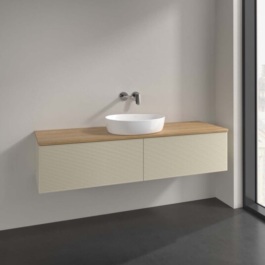 Villeroy & Boch Antao Servantskap med 2 skuffer 160x50x36 cm u/lys Grå Matt/Eik Villeroy & Boch Antao Servantskap med 2 skuffer 160x50x36 cm u/lys Grå Matt/Eik