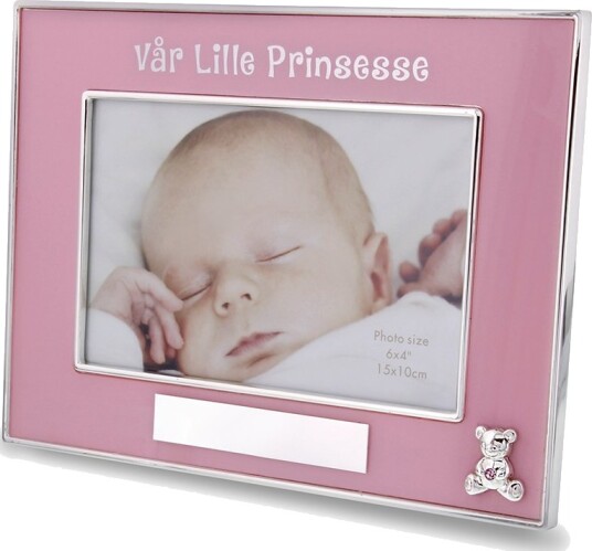 Prins & Prinsesse Fotoramme til barn i rosa med teksten 'vår lille prinsesse'