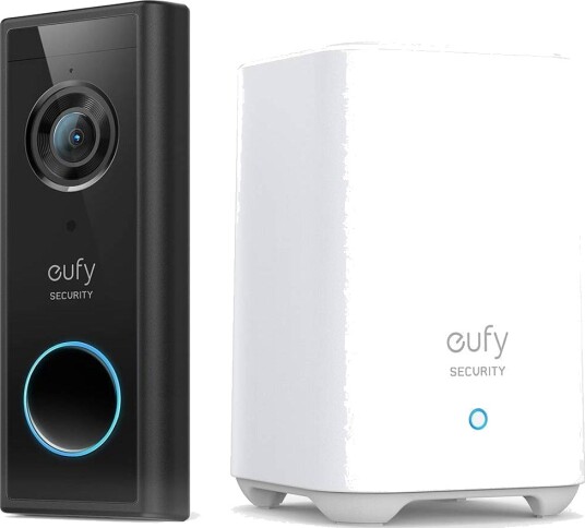 Eufy 2K Videodørklokke med HomeBase 2 - Trådløs, Bevegelsesdetektering, Batteridrevet, Svart Eufy 2K Videodørklokke med HomeBase 2 - Trådløs, Bevegelsesdetektering, Batteridrevet, Svart