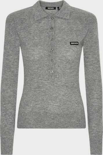 ROTATE Wool Longleeve Polo   Grey   L