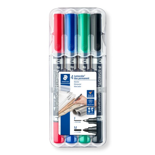 Staedtler perm. marker Lumocolor duo 4pcs box Staedtler perm. marker Lumocolor duo 4pcs box