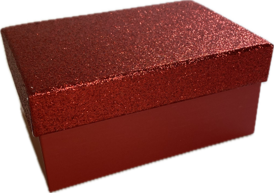 Gaveeske glitter 12x9x6cm rød