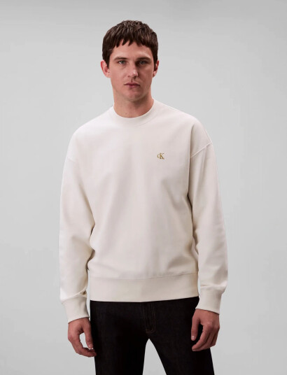 Calvin Klein Jeans Premium Terry Monogram Cn Sweats - White - XXL