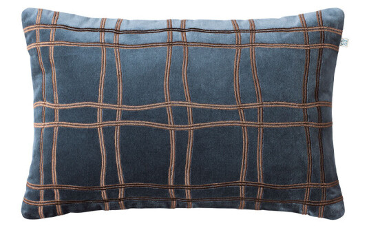 Chhatwal & Jonsson Tattersall pute sea blue/cognac, 60 x 40 cm