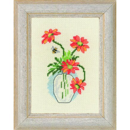 Permin broderisett Gul Krysante 13x18cm