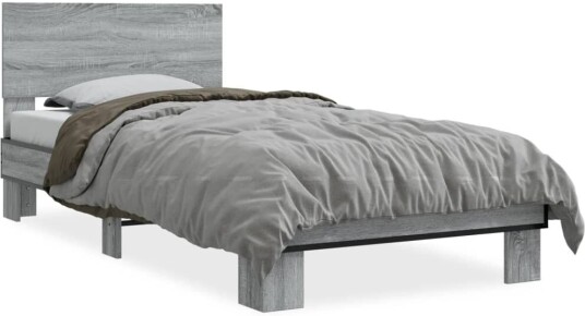 Sengeramme grå sonoma 90x190 cm konstruert tre og metall 8721102447983