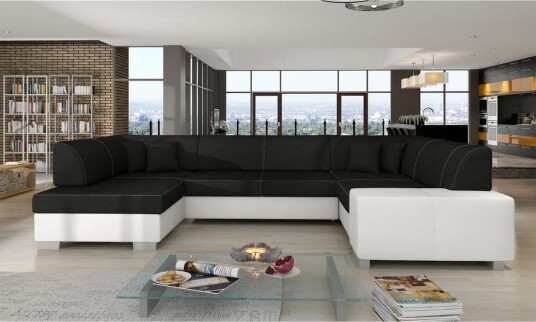 Seksjon Eltap Isloren 322x204x72 cm Sawana 14 Soft 17 Svart Hvit Venstre