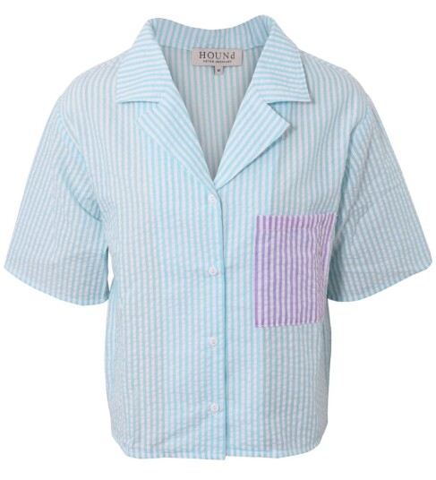 Hound Skjorte Stripe Light Blue 8 år 128 Skjorte K/E Hvit Lilla Turkis