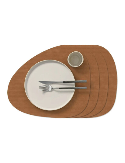 LIND DNA 4-Set Table Mat Curve L Corduroy - Brown - 37X44CM