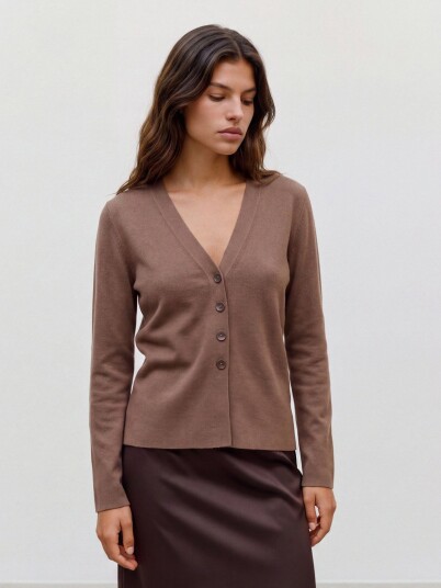Vero Moda Mille Long Sleeve V Neck Cardigan Brun M
