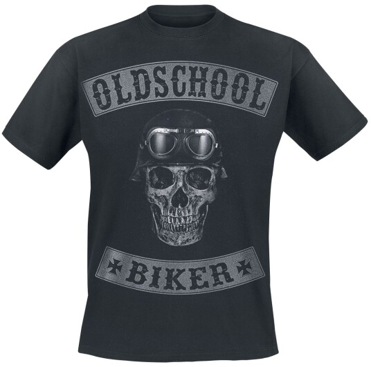 Oldschool Biker Skull Rockabilly T-skjorte S til 3XL Herrer svart