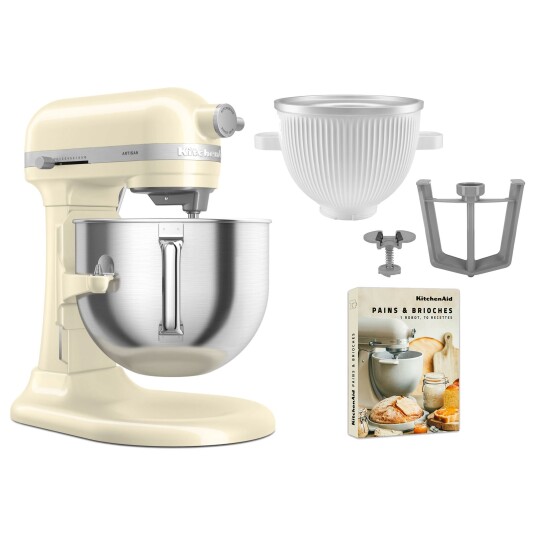 KitchenAid Artisan 5KSM70SHXE kjøkkenmaskin 6,6 liter + 5KSMICM Ice Cream Maker, almond cream KitchenAid Artisan 5KSM70SHXE kjøkkenmaskin 6,6 liter + 5KSMICM Ice Cream Maker, almond cream